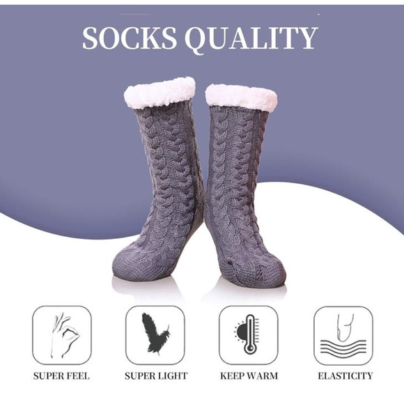 SDBING Women Winter Soft Warm Cozy Fuzzy Fleece Lined Gripper Slipper Socks NEW - Picture 4 of 13